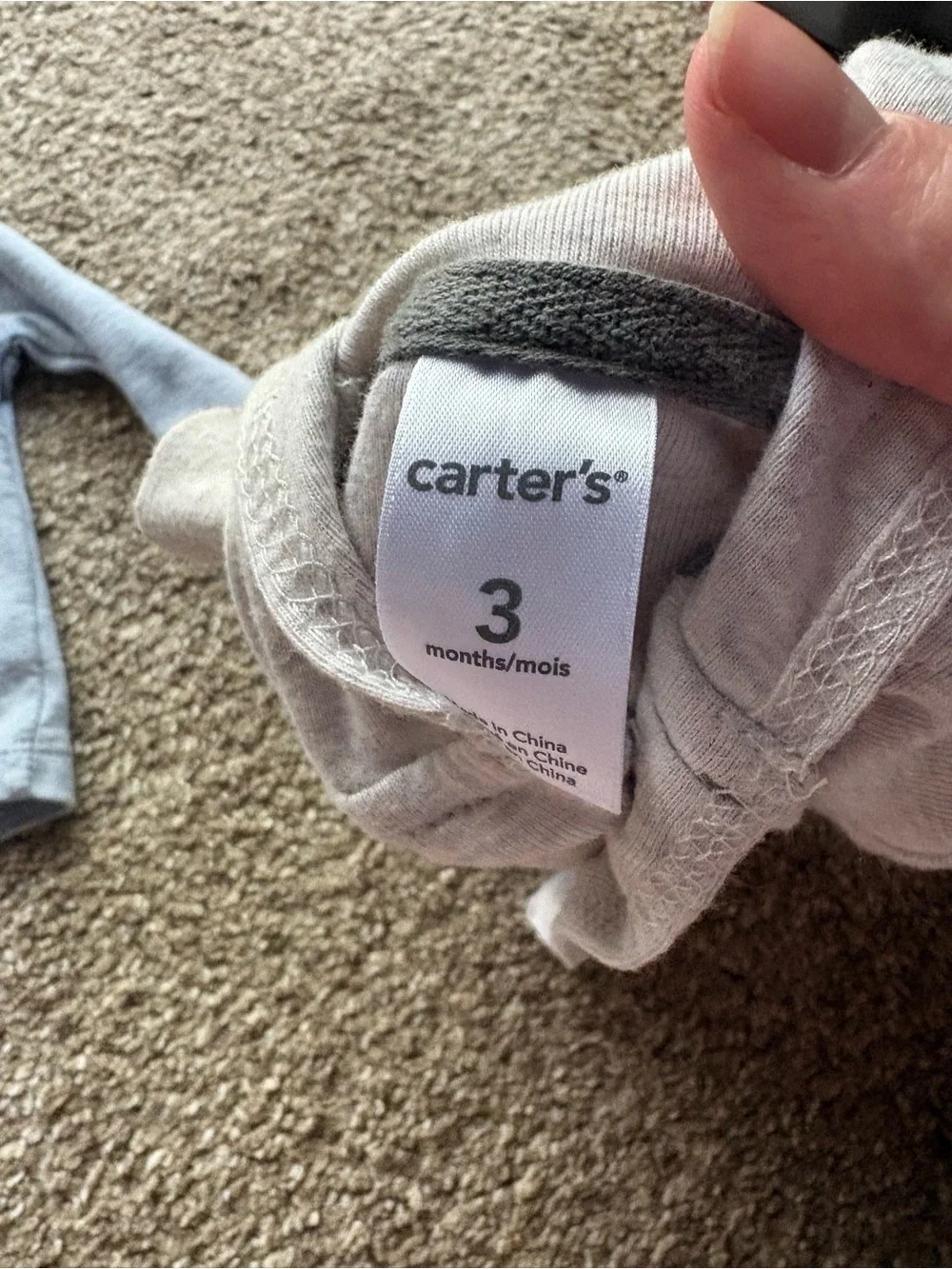 Carter's Hooded Button-Up Tops in Light Blue and Light Gray